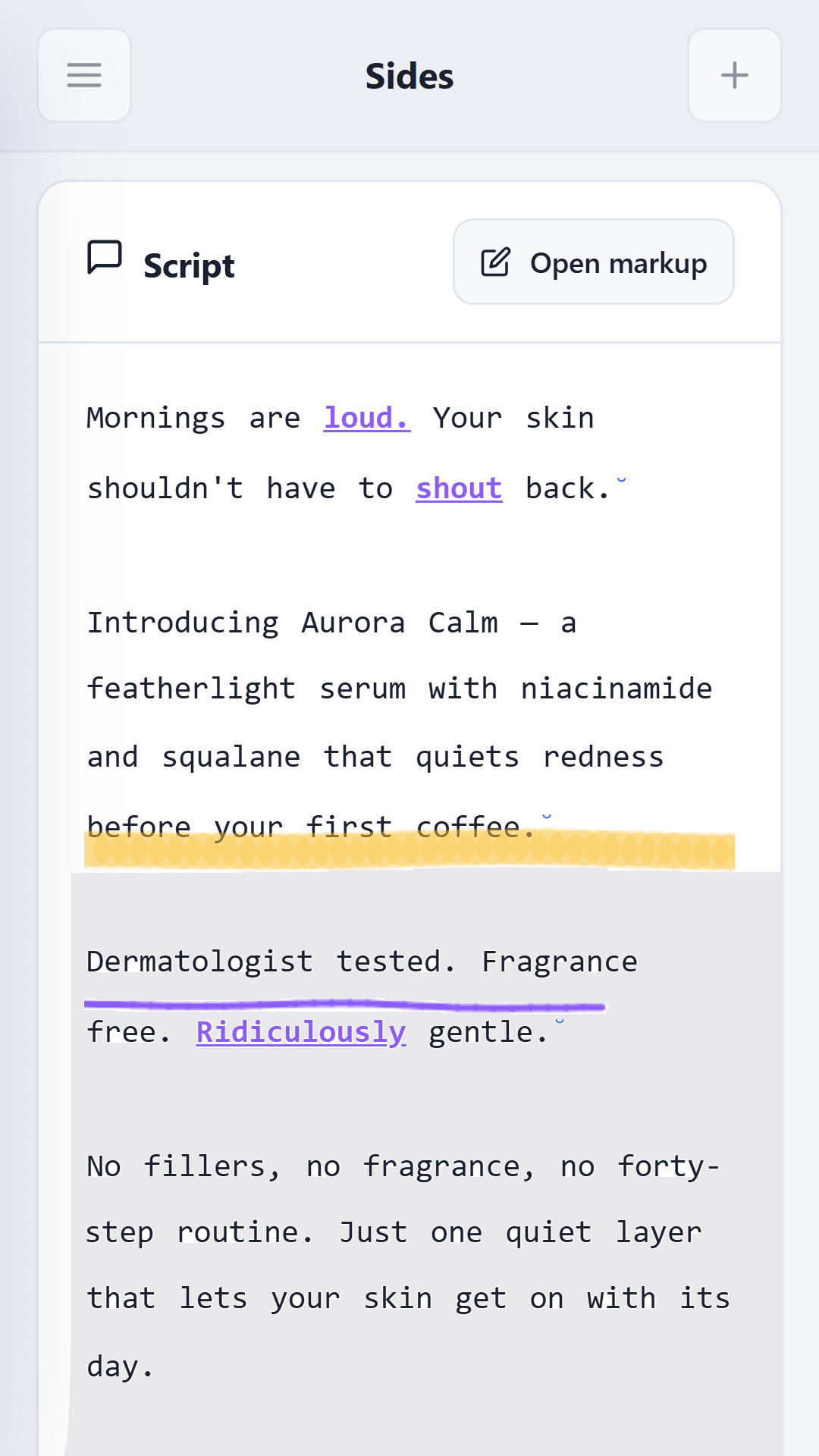 Script detail on Android