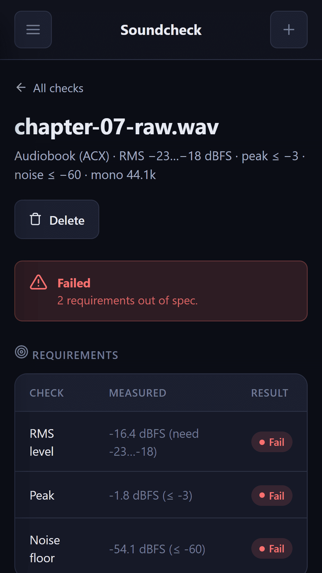 QC report on Android