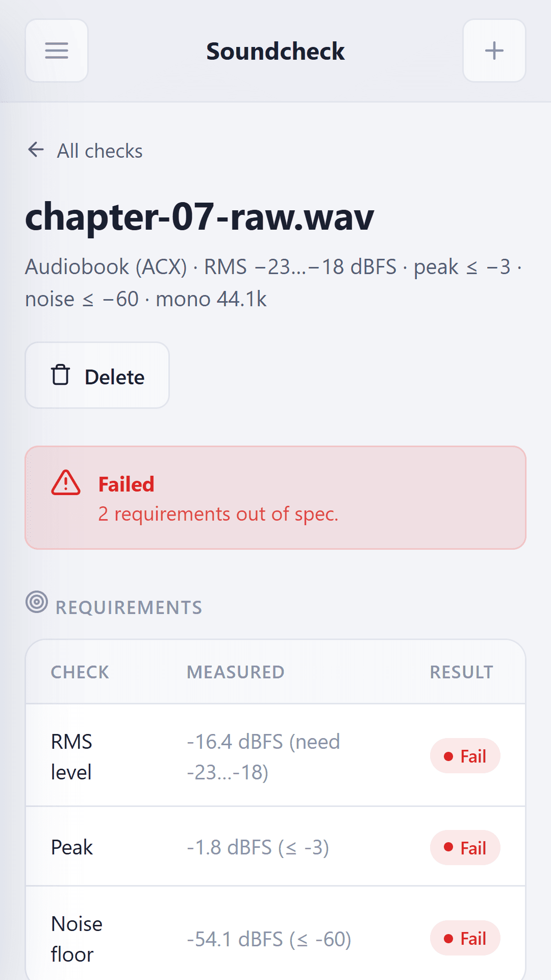 QC report on Android