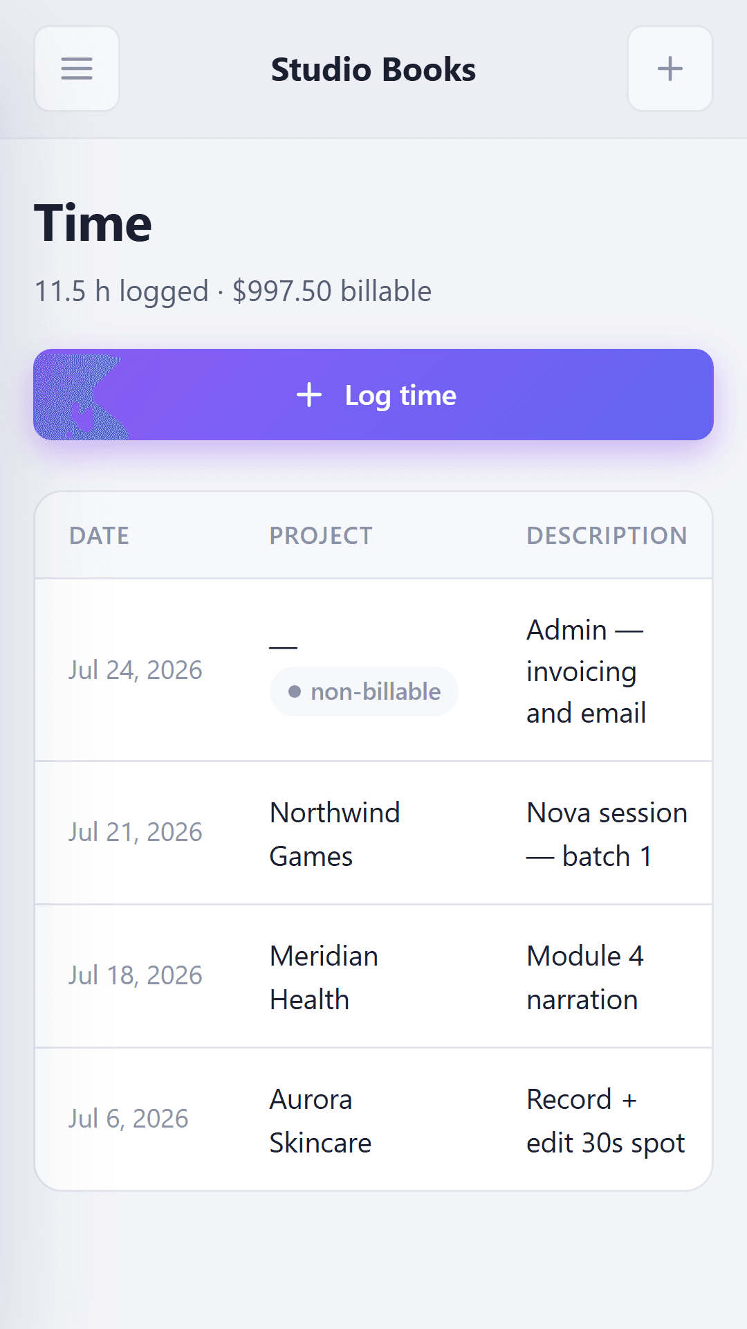 Time tracking on Android