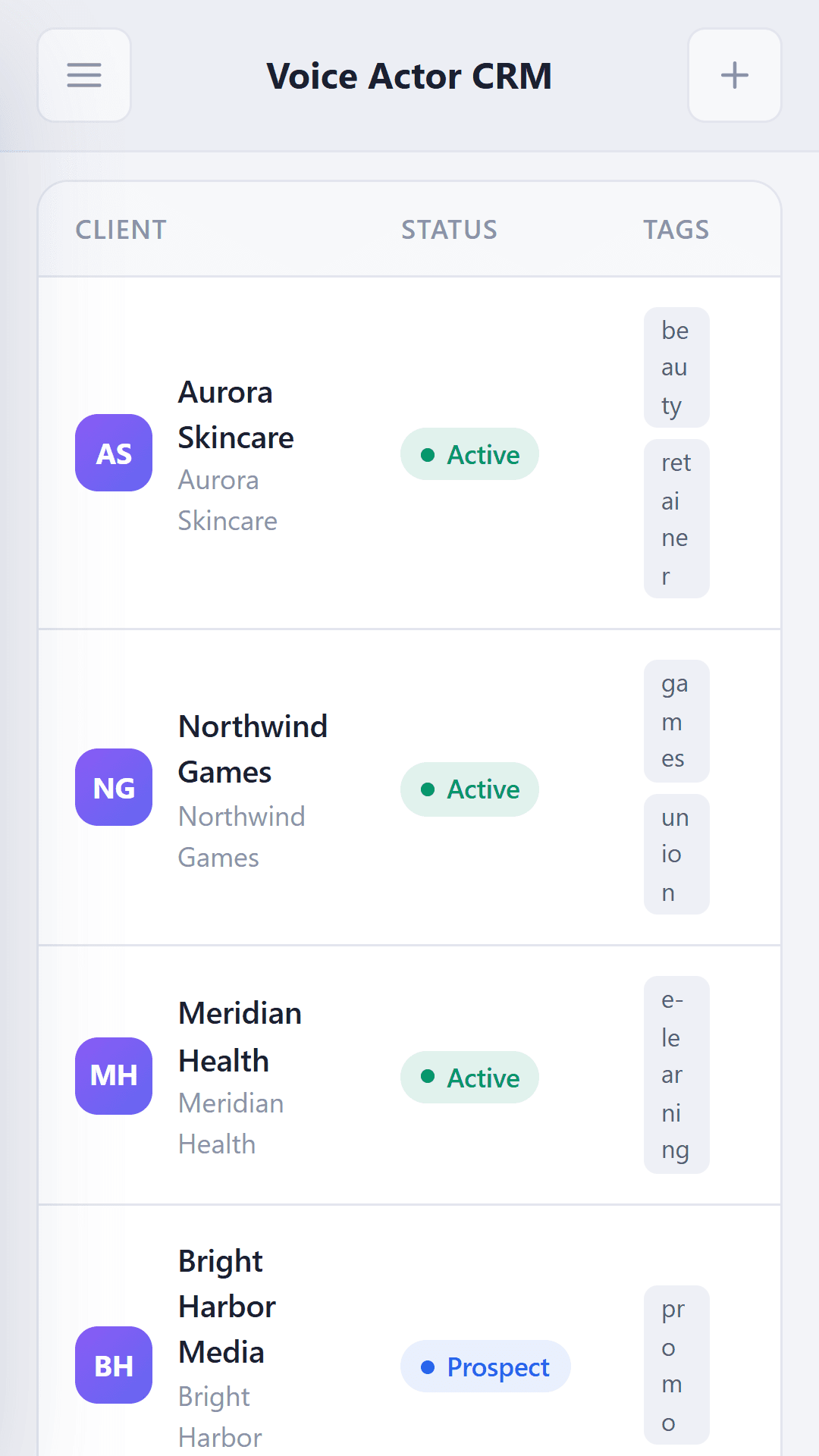 Client list on Android