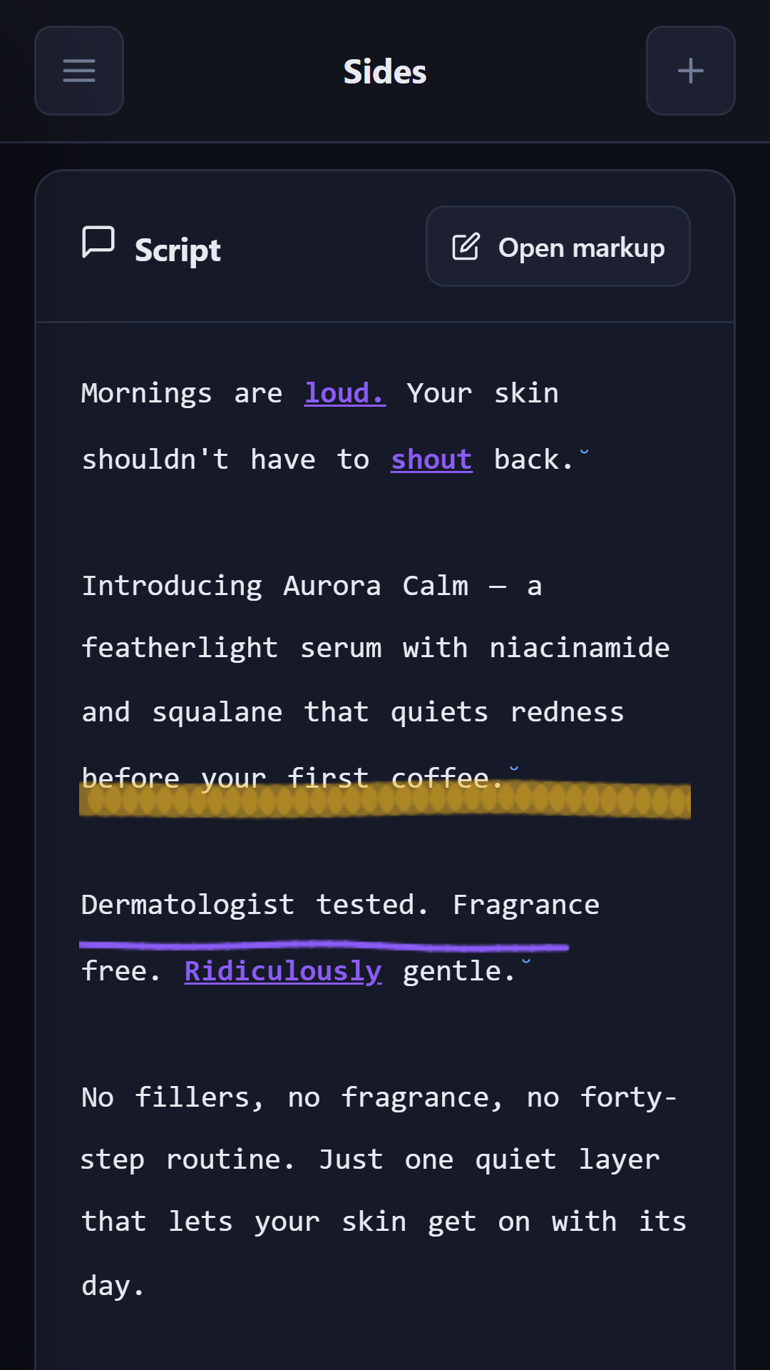 Script detail on Android