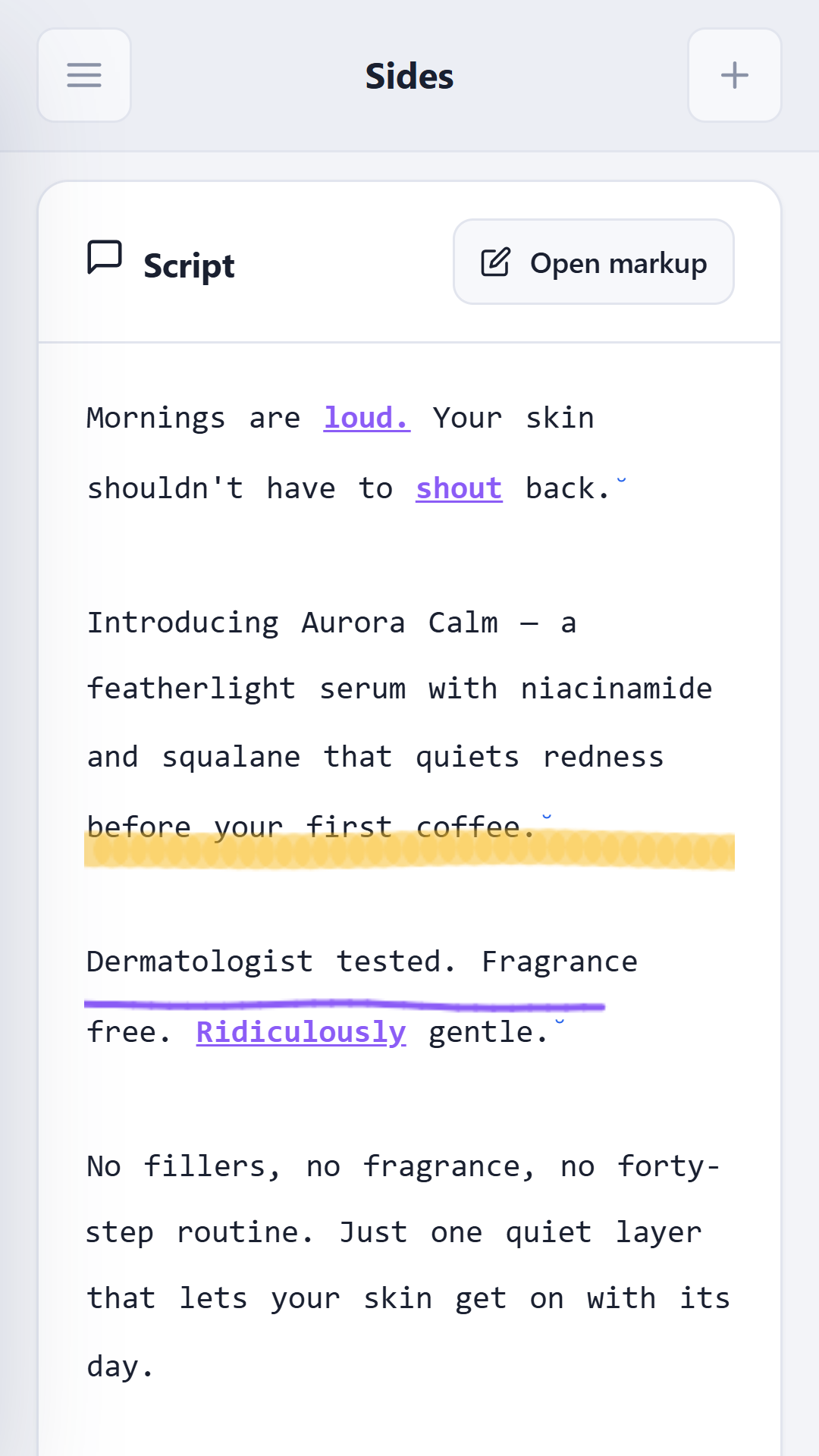 Script detail on Android