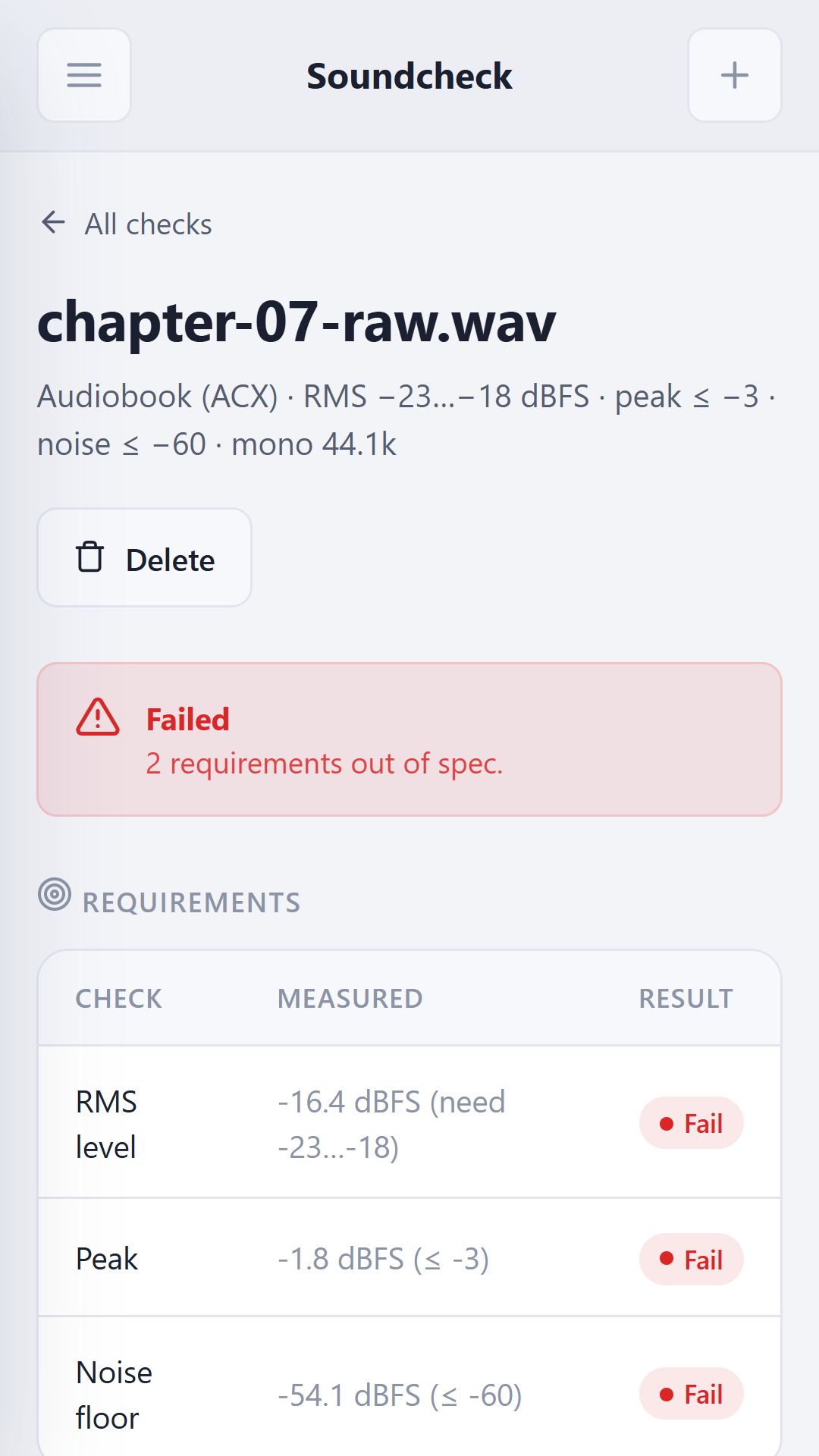 QC report on Android